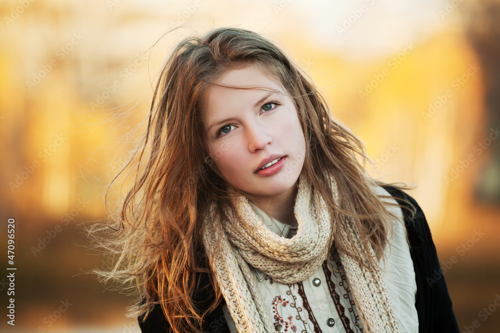 Young girl in an autumn park Young girl in an autumn park