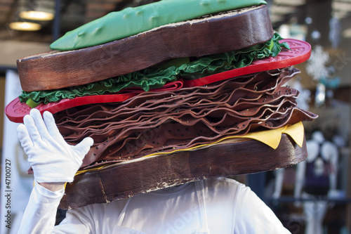 pastrami sandwich head mascot in yaletown photo