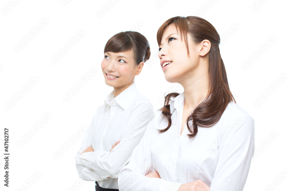 Beautiful asian businesswomen on white background