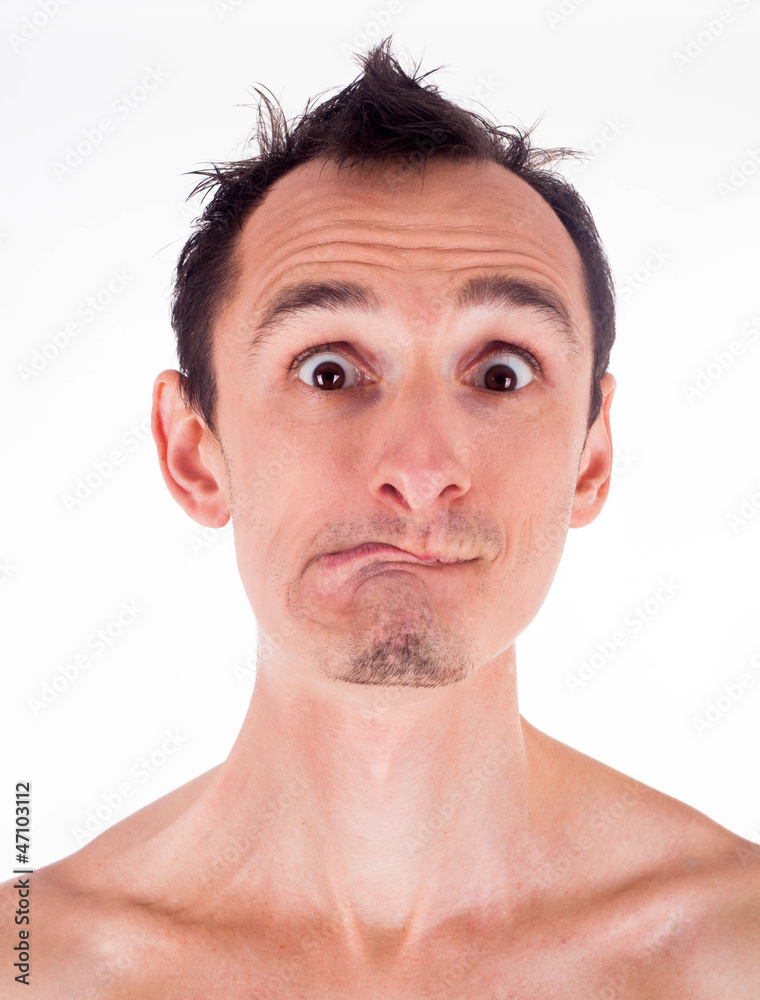 Humorous emotional portrait of grimacing young man Humorous emotional portrait of grimacing young man
