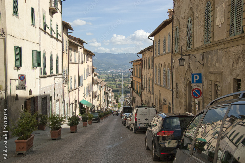 Long road through an Italian village