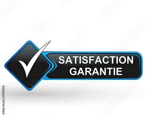 satisfaction garantie sur bouton web carré design bleu