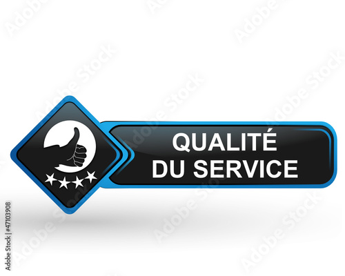 qualité du service sur bouton web carré design bleu