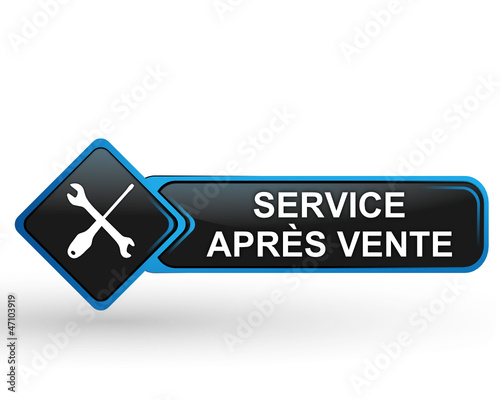 service après vente sur bouton web carré design bleu