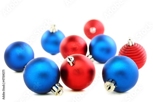 Red and blue Christmas balls.