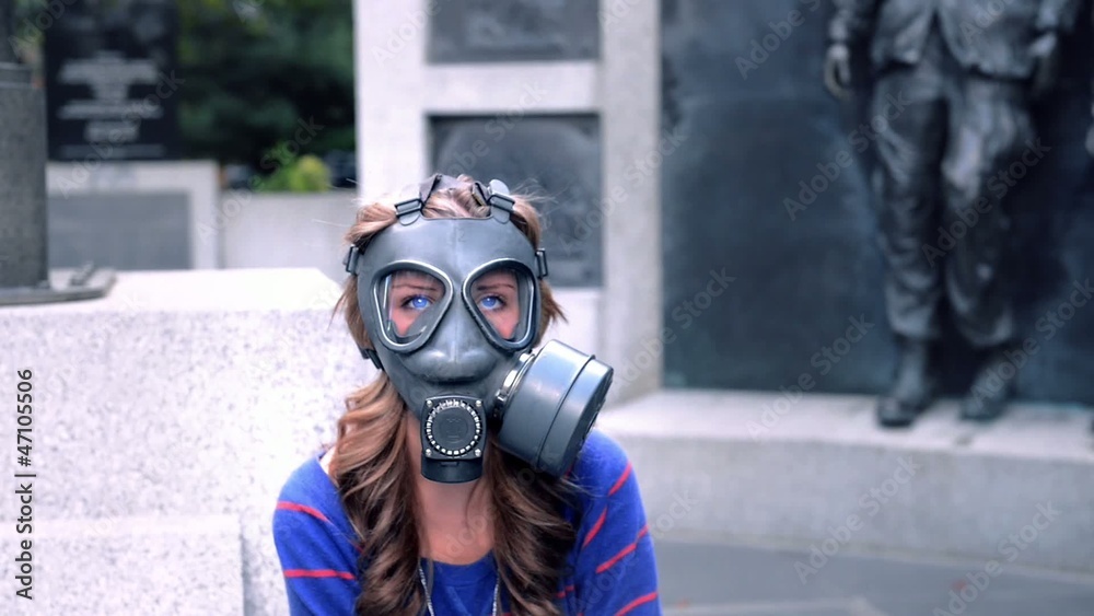 girl, gas masks, blue eyes girl, gas masks, blue eyes