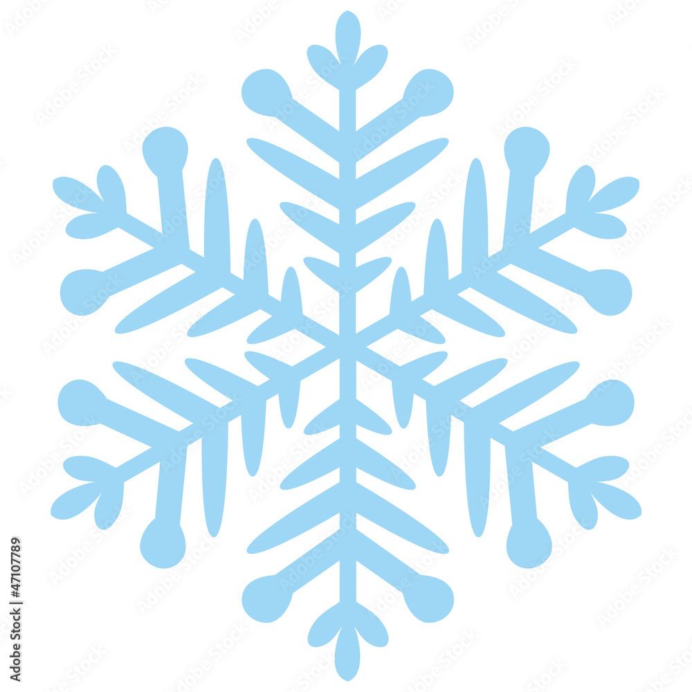 Fototapeta premium Schneeflocke blau auf weiß