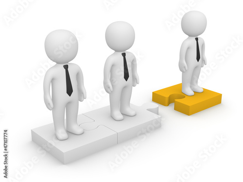 3d people standing on detac...
