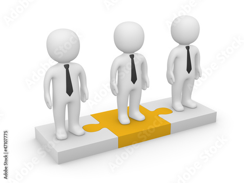 3d people standing on puzzle pieces