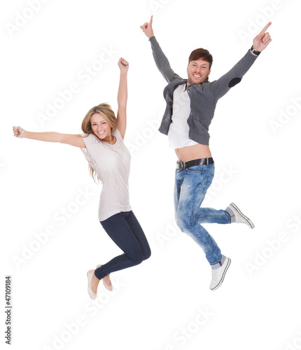 Jubilant young man and woman