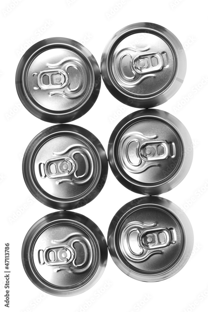 beer cans on white background, view from the top beer cans on white background, view from the top