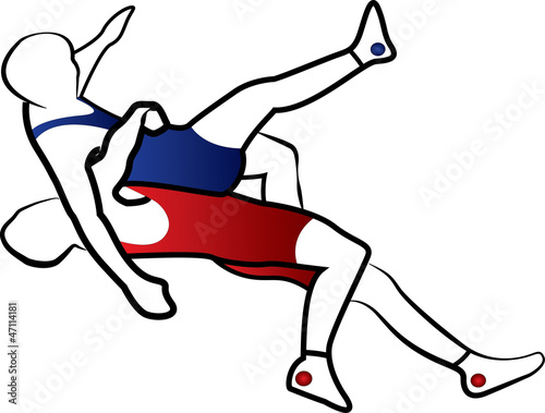 Wrestling suplay throw stylized vector illustration on white background