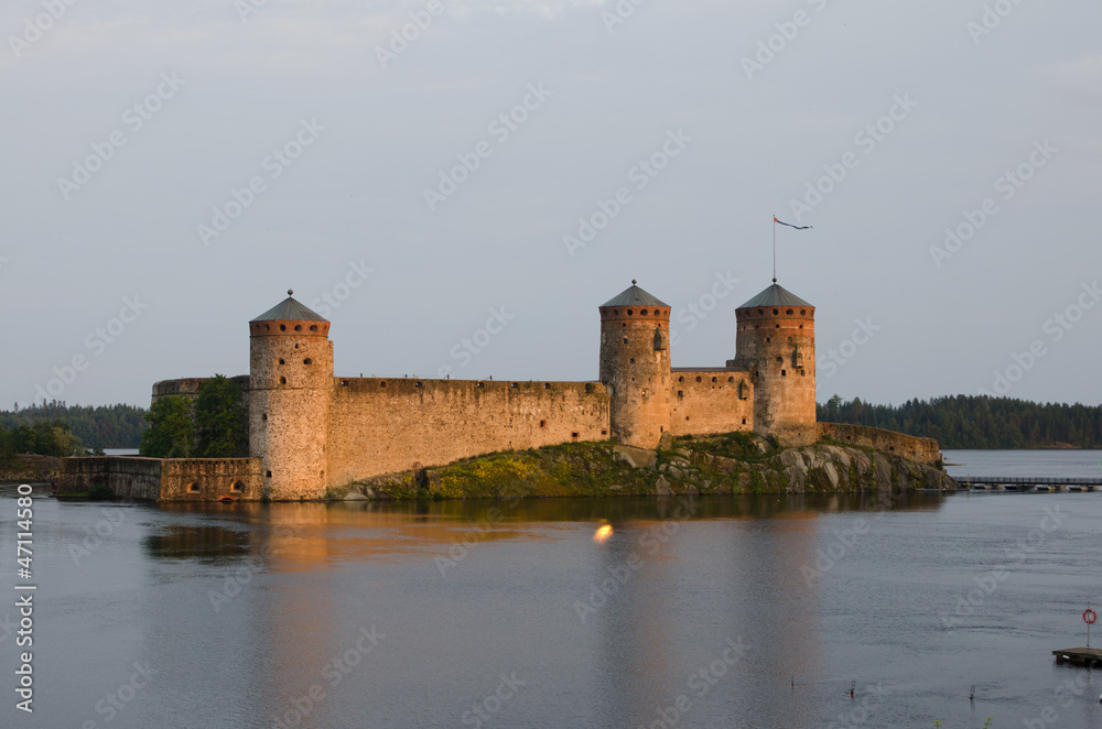 Olavinlinna castle at the sunset, Finland Olavinlinna castle at the sunset, Finland