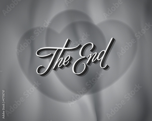Realistic retro romantic movie ending screen still - The End - Editable Vector.