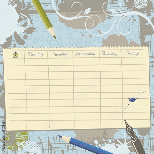 School timetable template and background