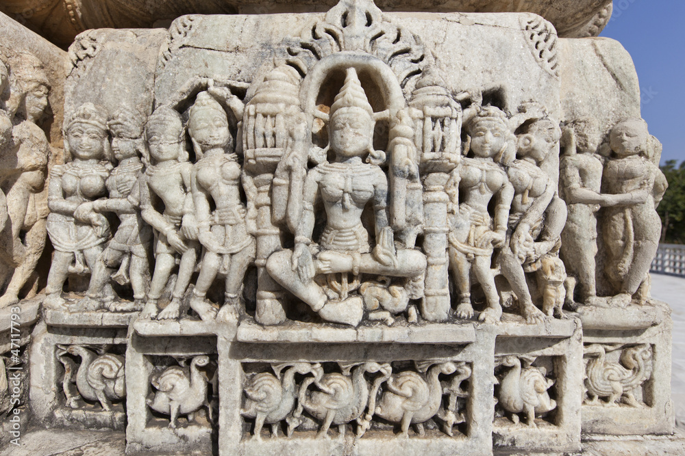 Chaumukha Mandir - temple carving, Ranakpur