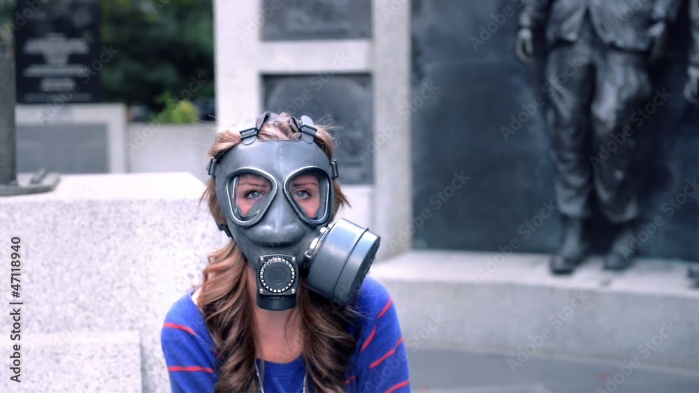 girl in gas masks, hitting the camera girl in gas masks, hitting the camera