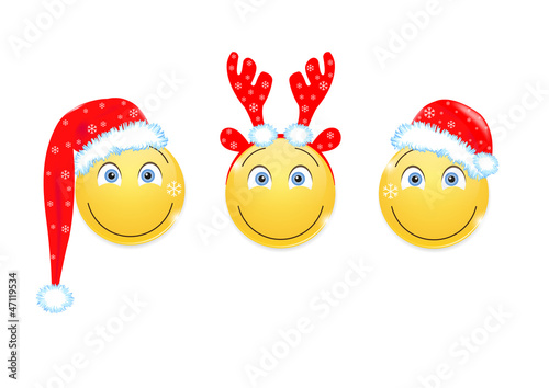 Set of new year emoticons .New Year.Vector illustration.