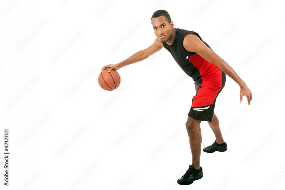 Basketball player isolated in white background