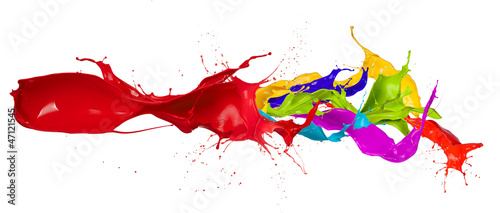  Colored paint splashes isolated on white background