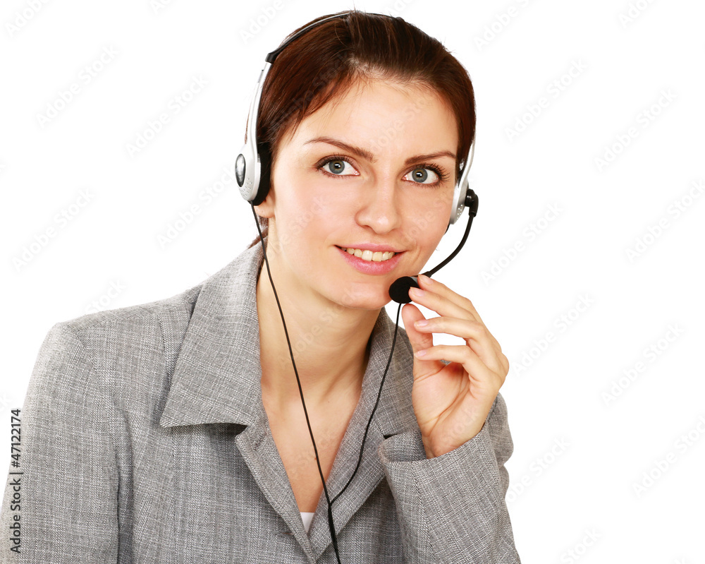 Beautiful business woman with headset. Call center Beautiful business woman with headset. Call center