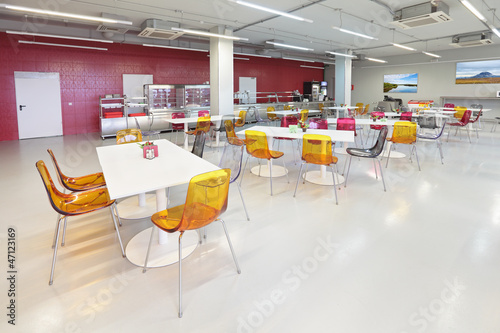 The interior of the factory canteen, nobody photo