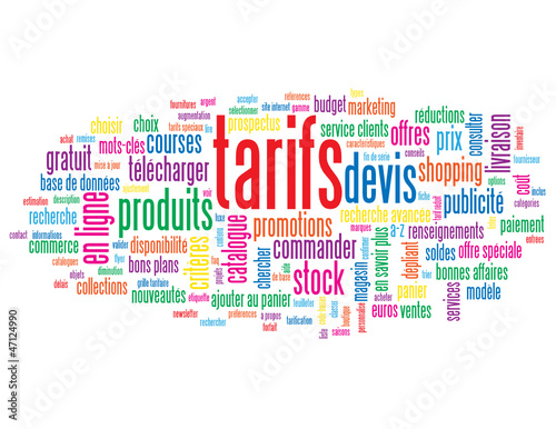 Nuage de Tags "TARIFS" (commerce prix offres devis catalogue)