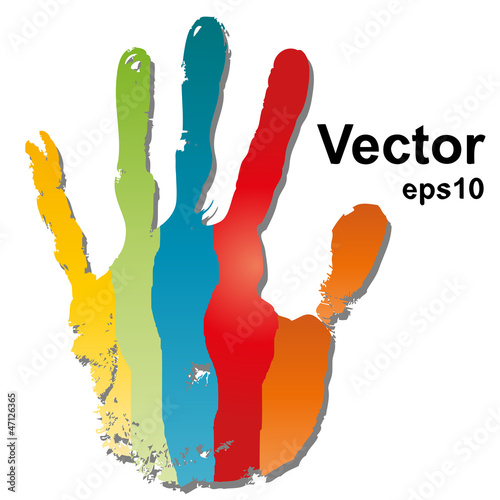 Vector conceptual hand shape or print isolated on white