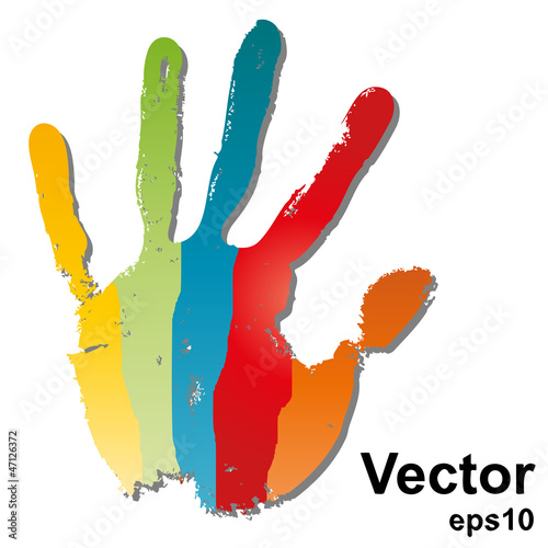 Vector conceptual hand shape or print isolated on white
