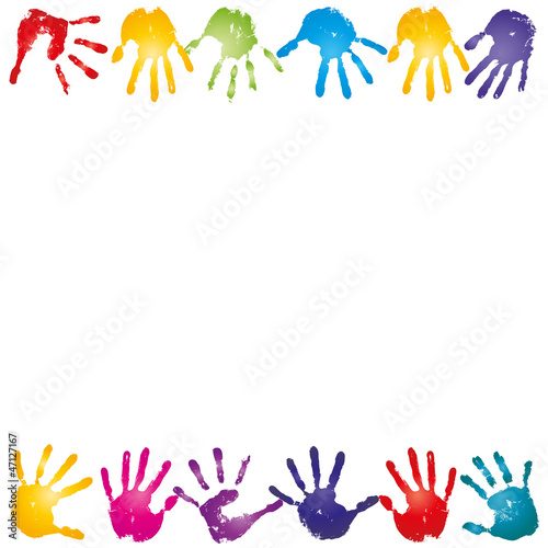 High resolution conceptual painted hand shape isolated on white