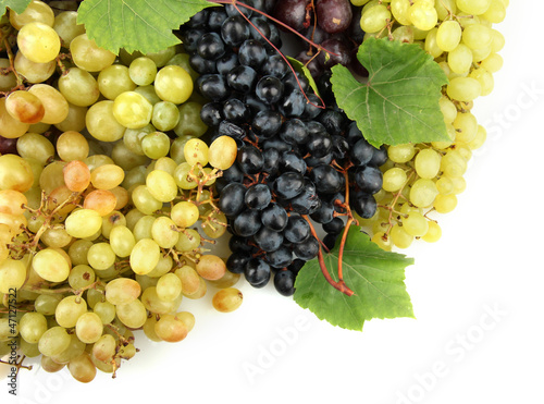 assortment of ripe sweet grapes isolated on white.