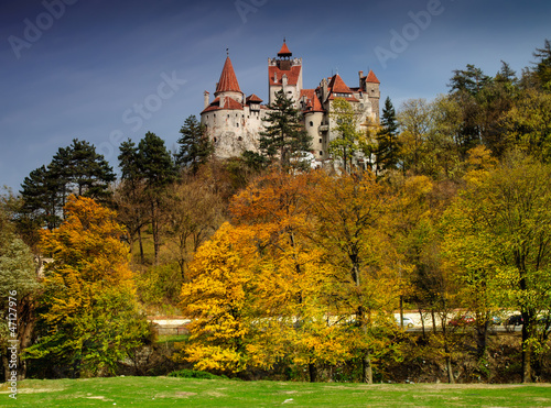 Bran Castle in autumn landscape