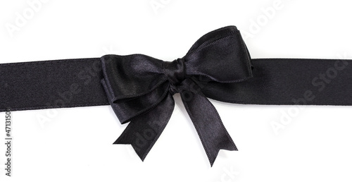 black bow on ribbon isolated on white