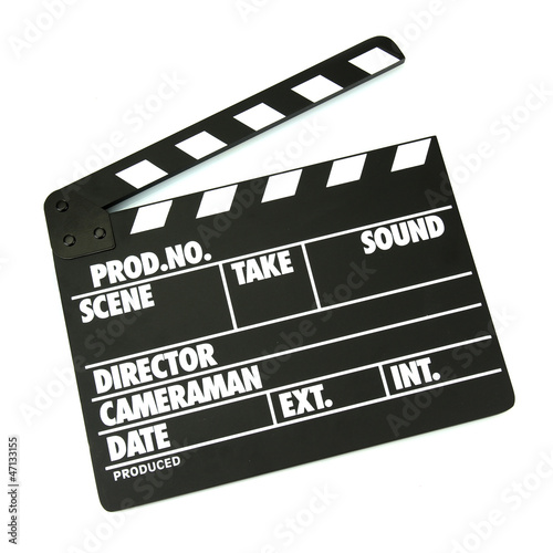 Movie production clapper board isolated on white