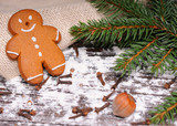 homemade christmas cookies on wooden background