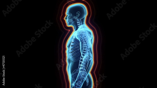 Immune system defence, body loop rotation on black background