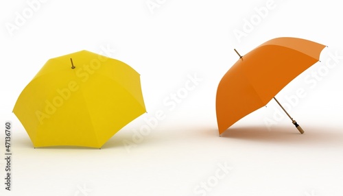 3d illustration multicoloured umbrellas on a white background