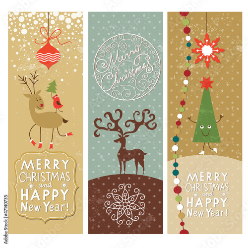 Set of Christmas and New Year's vertical banners