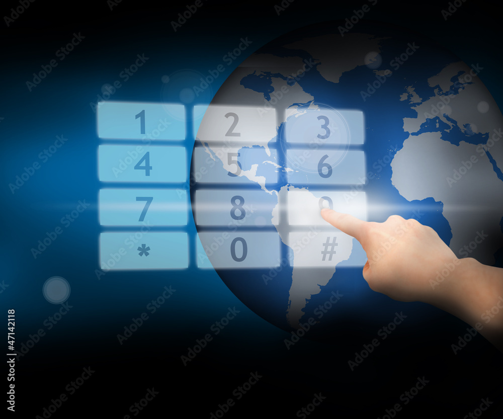 Hand selecting nine from number pad hologram Hand selecting nine from number pad hologram