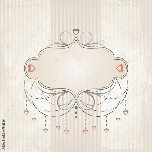 Vintage Frame with Hearts