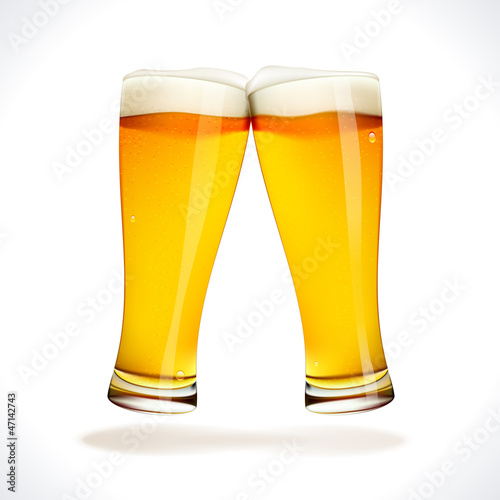 Beer splashing, two glasses