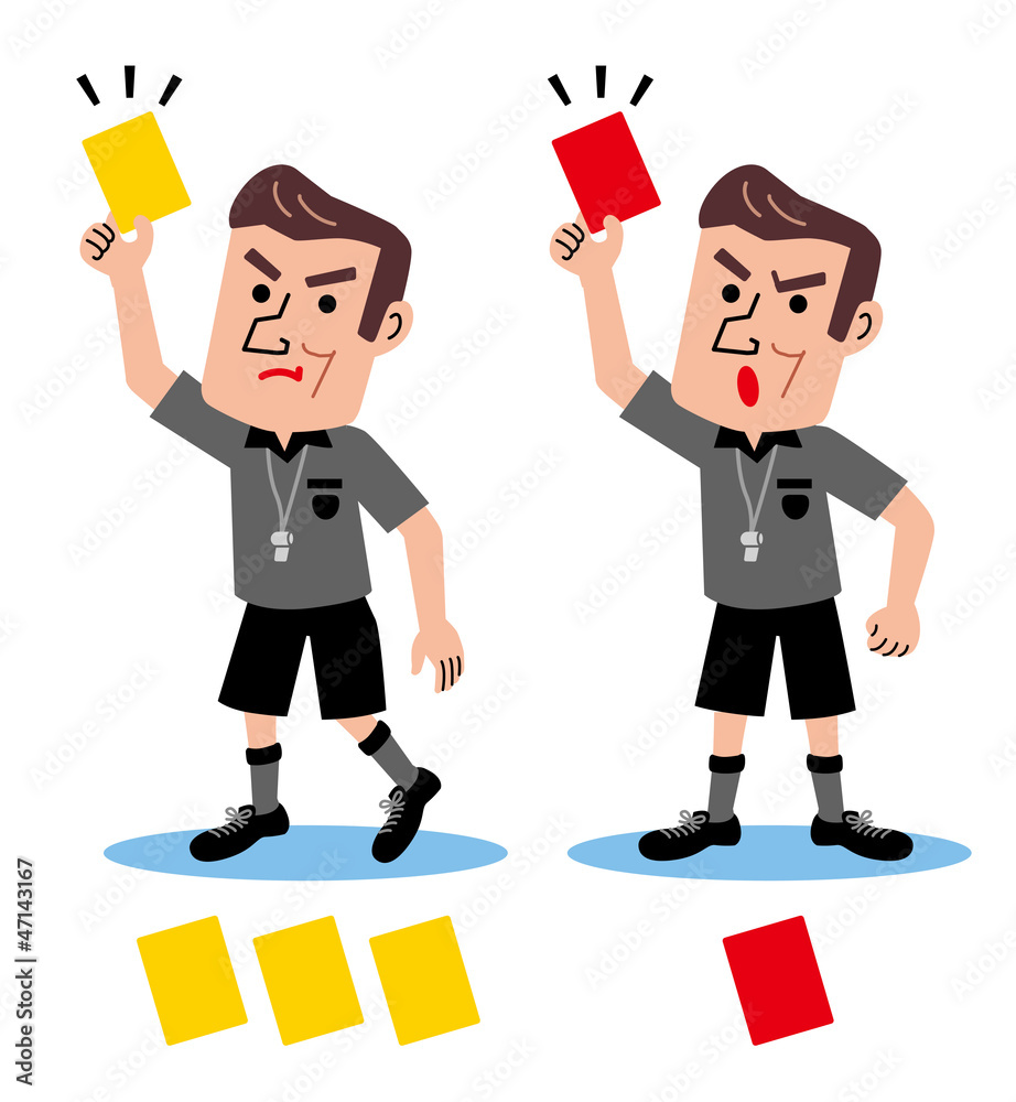 イエローカードとレッドカードを出す審判 Stock Illustration Adobe Stock