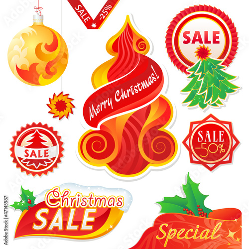 Set of Christmas labels and ornaments