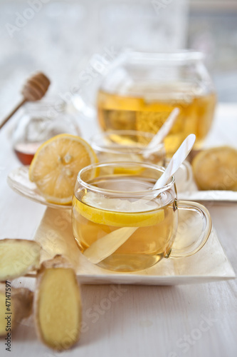 Ginger lemon tea and honey