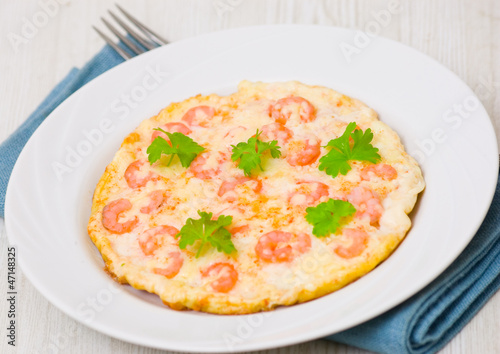 Omelet with shrimp and cheese