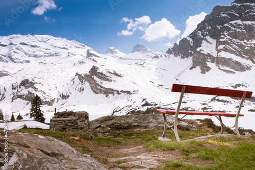 Beautiful view to Titlis from Truebsee, Engelberg, Switzerland