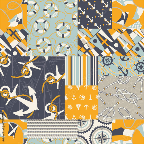 Nautical  patchwork - seamless pattern