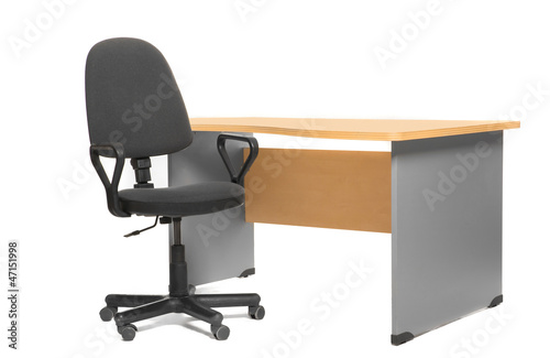 Office desk and chair.
