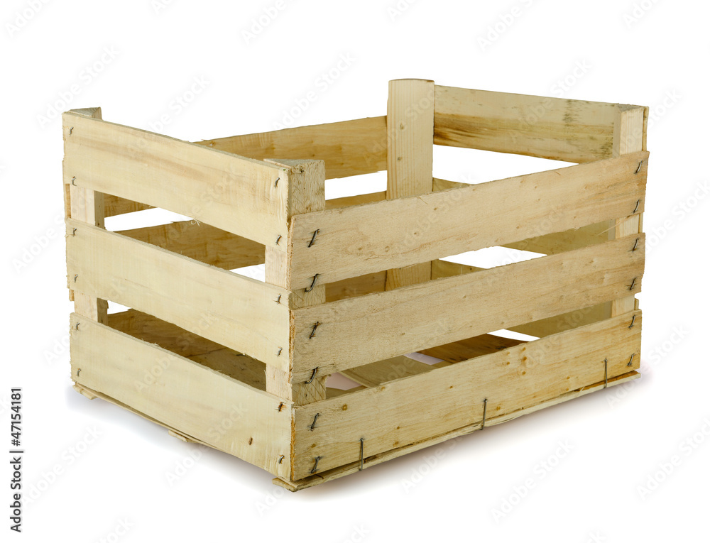 Empty wooden fruit crate isolated on white Empty wooden fruit crate isolated on white