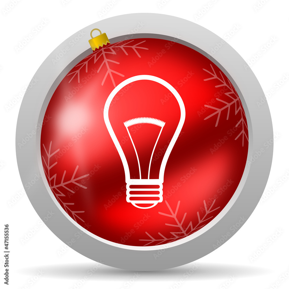 light bulb red glossy christmas icon on white background light bulb red glossy christmas icon on white background